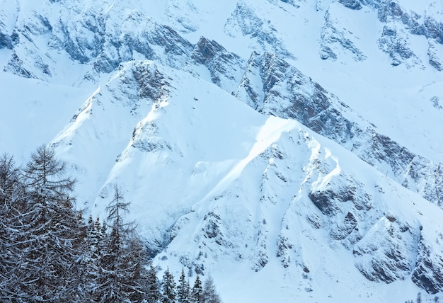 Winter snowy peaceful Samnaun Alps landscape (Swiss).