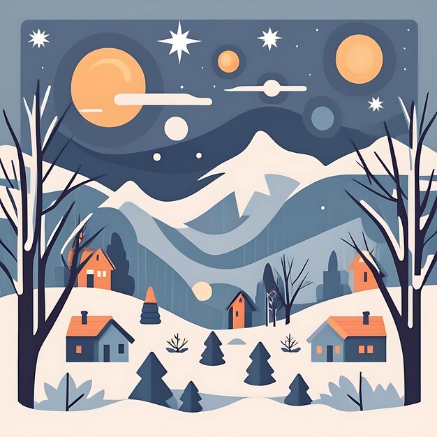 Photo winter solstice flat illustration