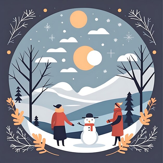 Photo winter solstice flat illustration