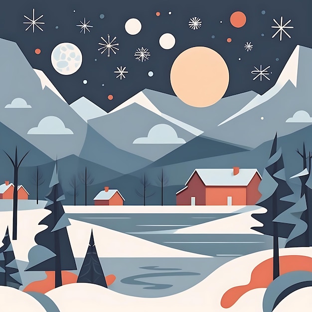 Photo winter solstice flat illustration