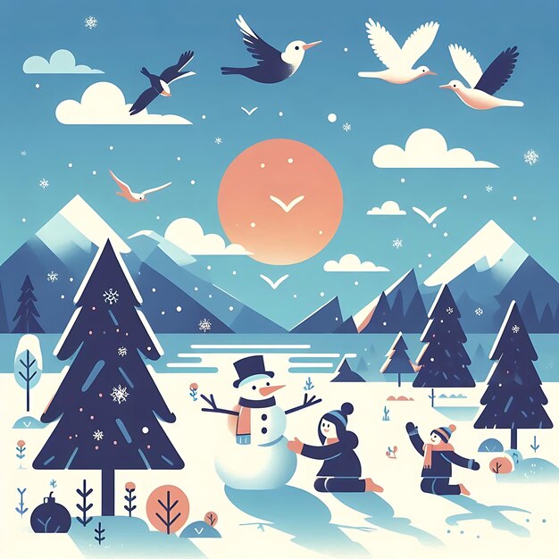 Photo winter solstice flat illustration