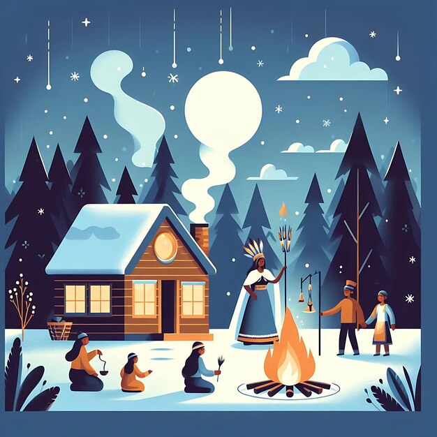 Photo winter solstice flat illustration