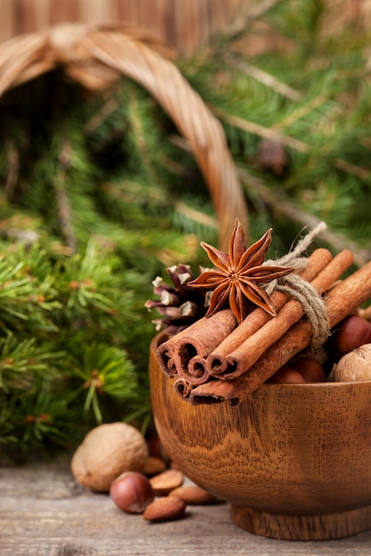 Winter spices and ingredients for cooking