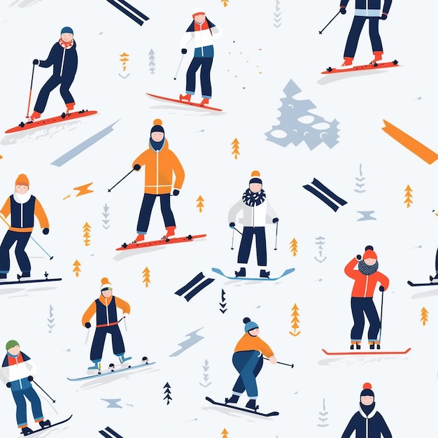 Winter sport decoration seamless pattern AI Generated