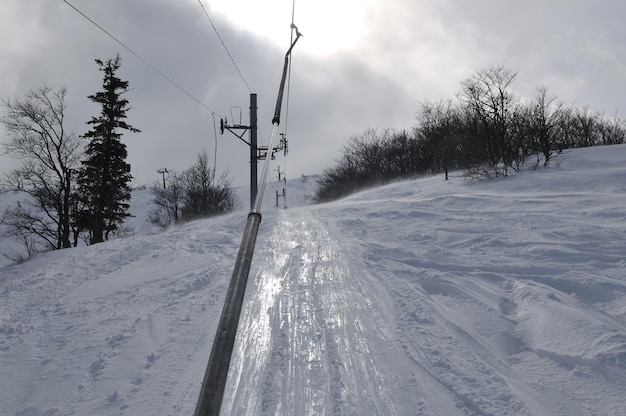 winter sport sky lift people relax