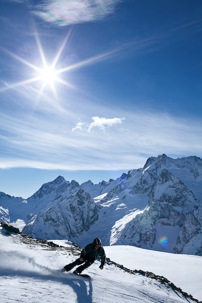 Winter sport snowboarding in snow mountain