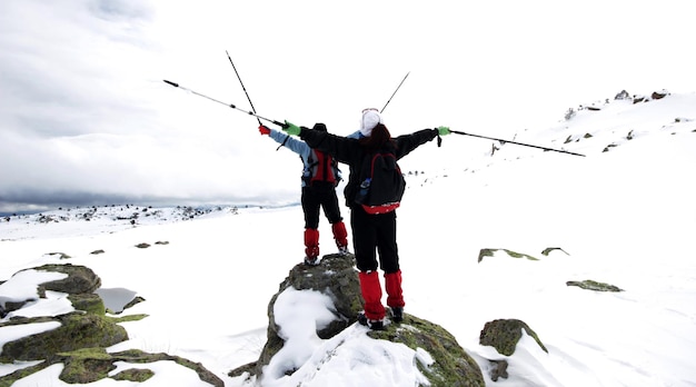 Winter sports Happy two climbers