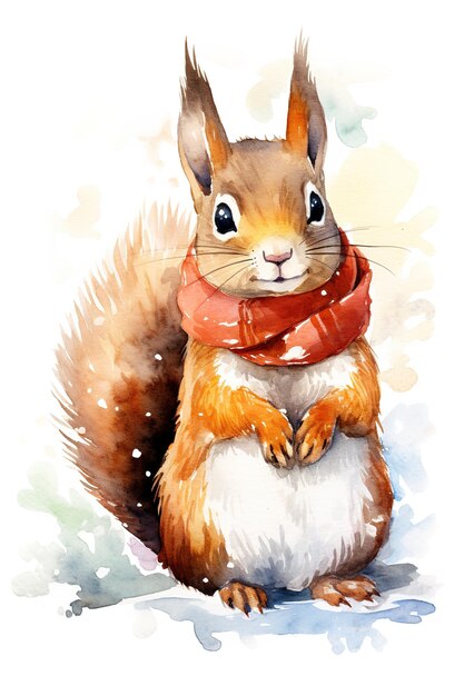 Winter squirrel ornament watercolor