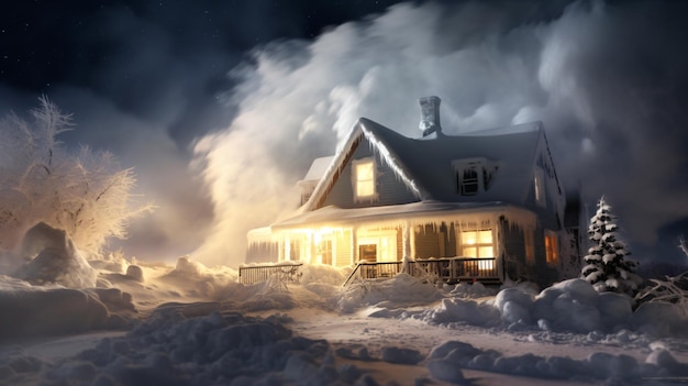 Winter storm affects house