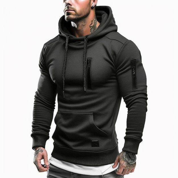 Winter Streetwear Casual Classic Pocket Pure Color Long Sleeve Cotton Hoodies
