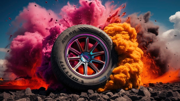 Winter Summer Car Tyres On One Ultra Bright Colors Background Images Hd Wallpapers