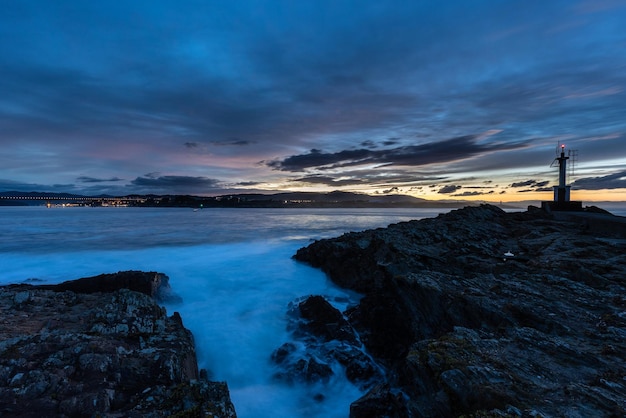 La Punta de laCruzからのカンタブリア海岸の冬の夕日