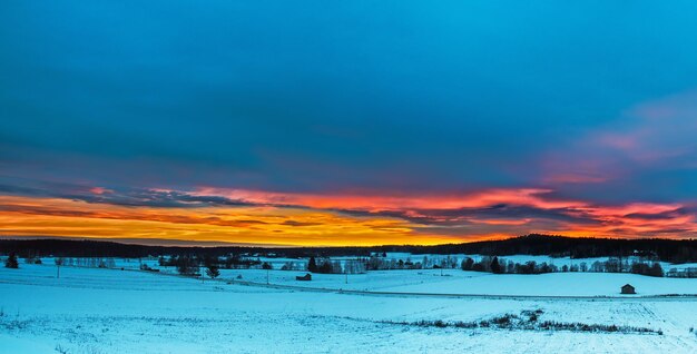 Winter sunset landscape