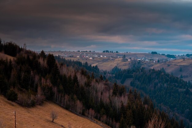 Winter sunset light over the frozen mountains