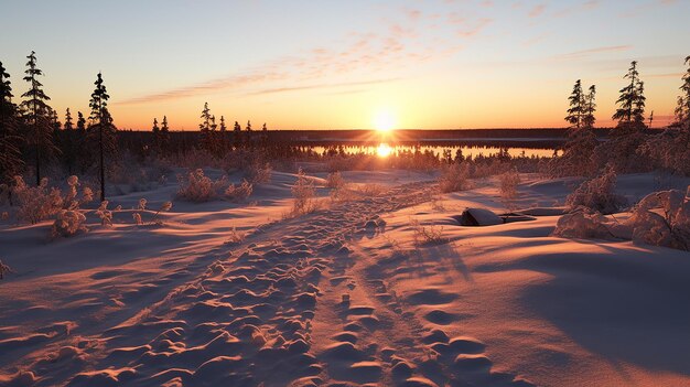 Photo winter sunset in the majestic mountains