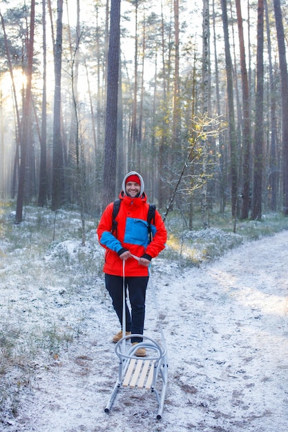 Winter time.some actions in the forest