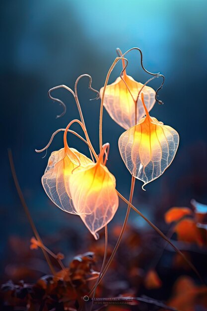 Winter transparent physalis plants growing on the island ai generated