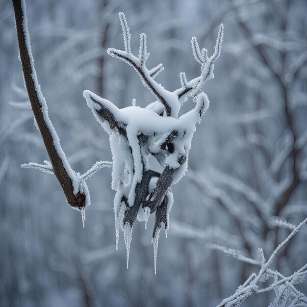 Foto albero invernale coperto di gelo