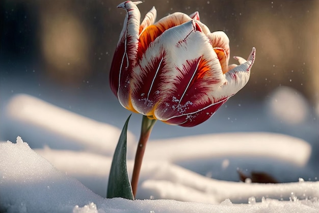 Winter tulips come in red and white colors