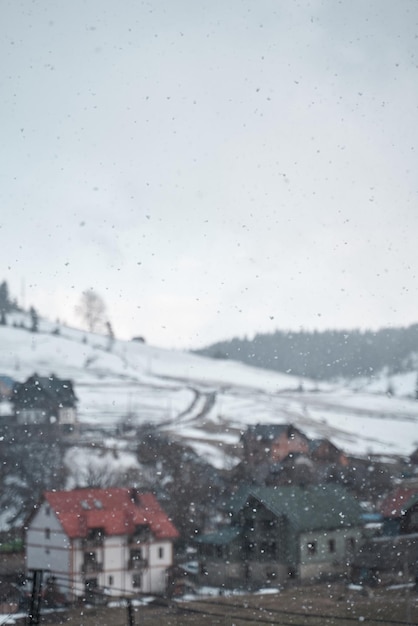 Winter Ukrainian Karpaty white snow covered mountains scenery