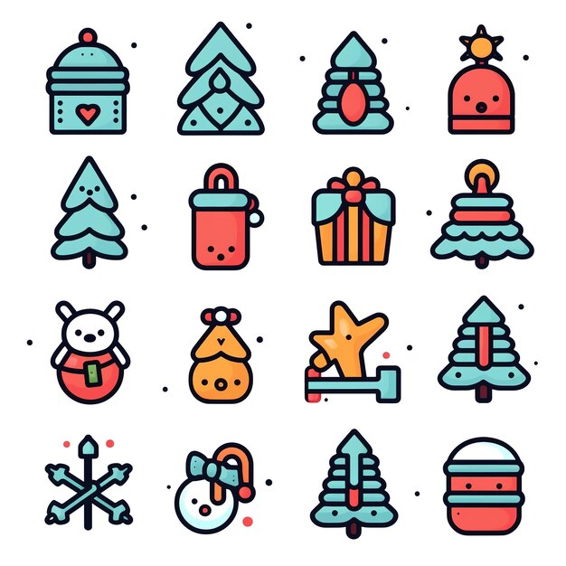 Photo winter vacation themed vector stickers multiple items