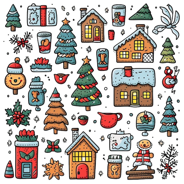 Winter vacation themed vector stickers Multiple items