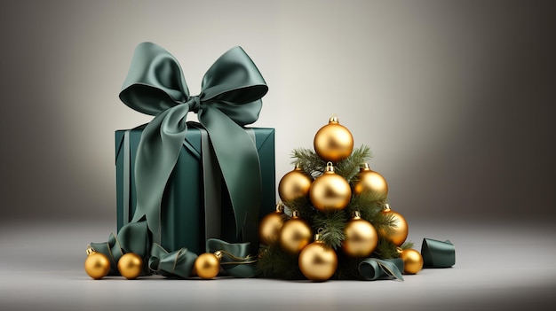 Foto winter vakantie concept kerstmis en nieuwjaarsboom met speelgoed het geschenk is versierd met een groen