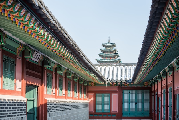 Winter van gyeongbok-paleis in korea