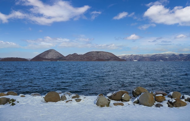 홋카이도 도야코 마을의 겨울 풍경 풍경 도야호