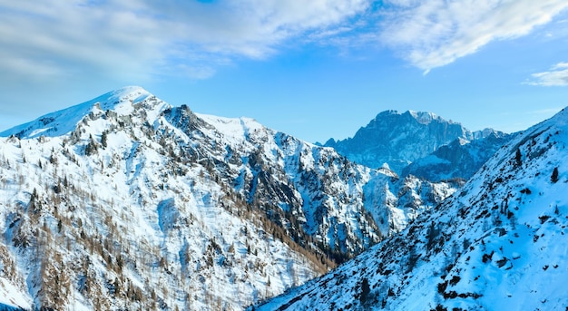 Winter view on Marmolada mountain Italy