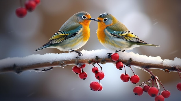 Winter vogel knuffelen