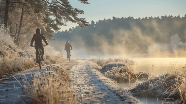 Winter Whispers Cycling Through Frosty Trails and Snowy Mountain Serenity