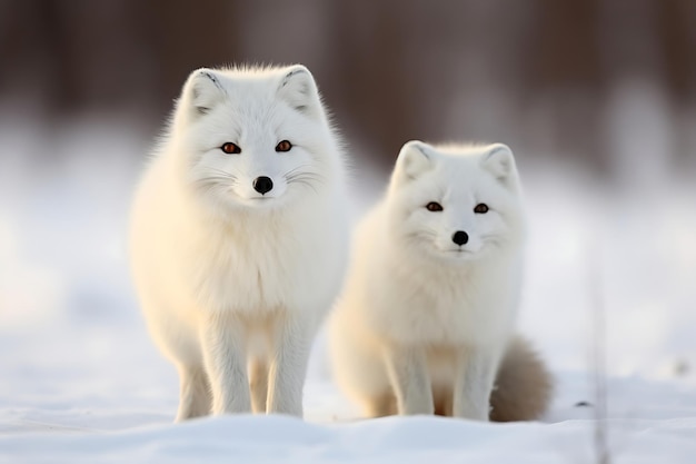 Winter wildlife arctic foxes