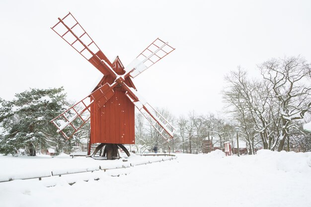 Winter windmill landscape