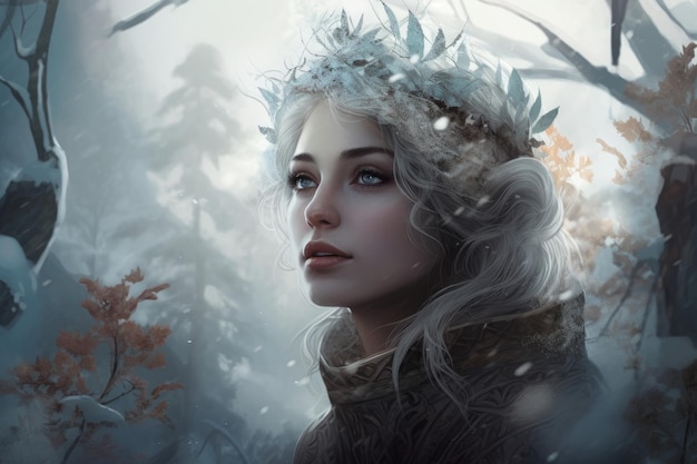 Winter woman queen Generate Ai