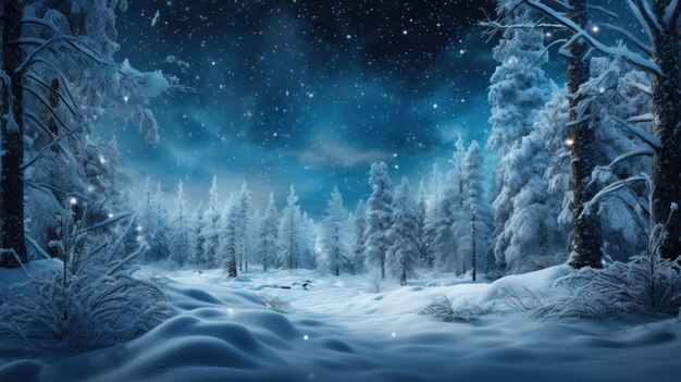 winter wonder land fantastic snowcovered winter landscape at night