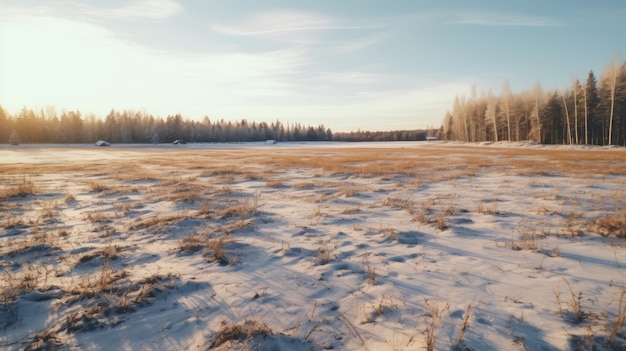 Photo winter wonderland 3d model of snowy field in rural finland