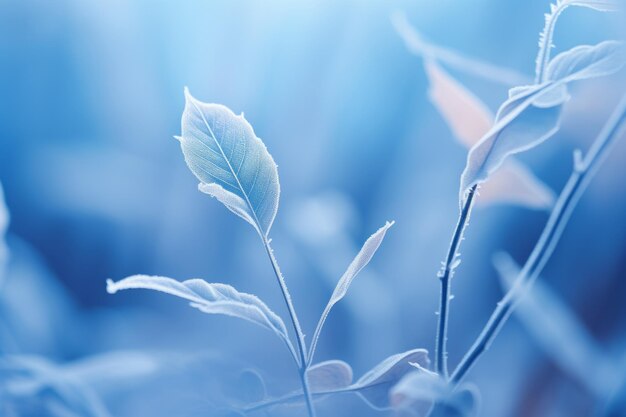 Winter Wonderland Blue Leaves Blanketing a Frosted Scene