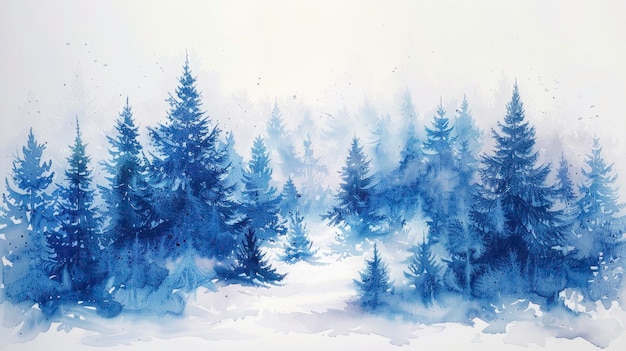 Winter wonderland bos aquarel achtergrond