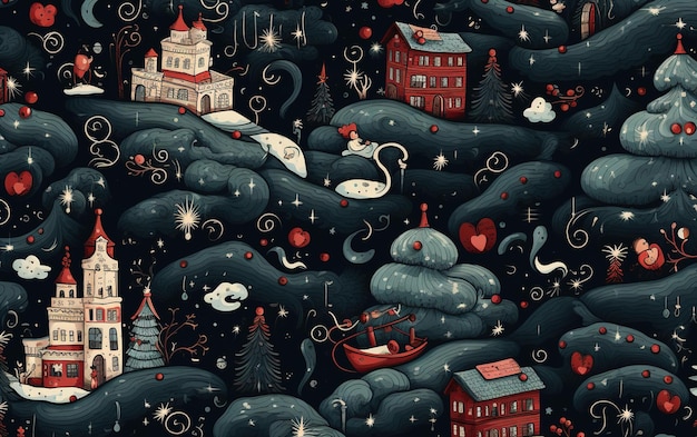 Зимняя страна чудес очаровательный рождественский рисунок витрина новости утешения уютная рождественская рисунок Crea