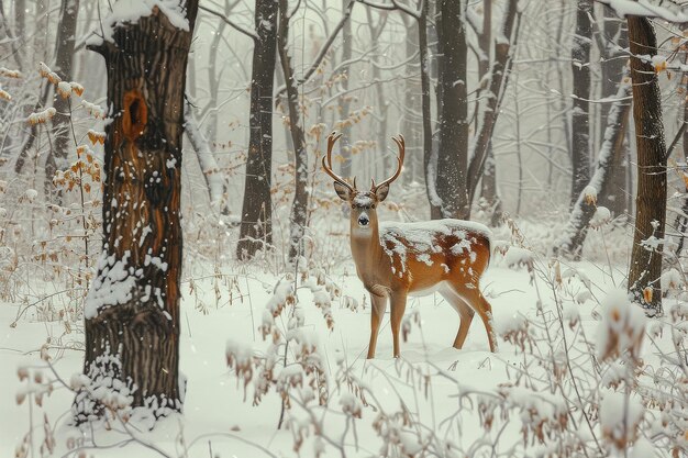 写真 雪 の 森 の 冬 の ワンダー ランド の 鹿