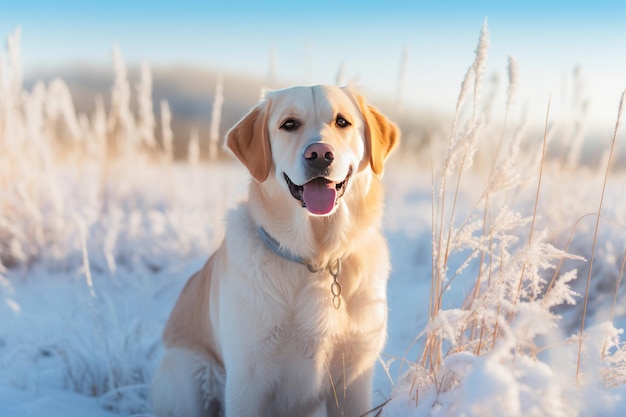 Winter Wonderland Een verrukte hond die gezondheid en geluk in de natuur omarmt