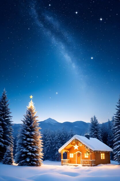 Premium Photo  Winter Wonderland Enchanting Christmas House Landscape 