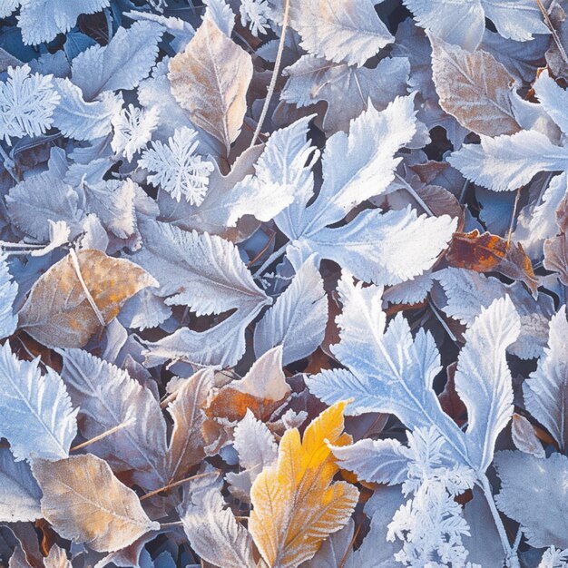 Winter wonderland Frosty bladeren bedekt met glanzend ijs in een besneeuwd bos Voor Social Media Post Size