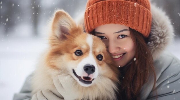 Winter Wonderland Joyful Moments with a Playful Corgi Pup