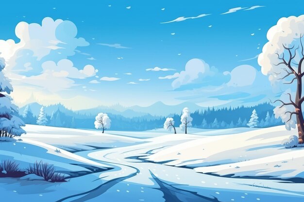 Winter wonderland a majestic blue sky backdrop