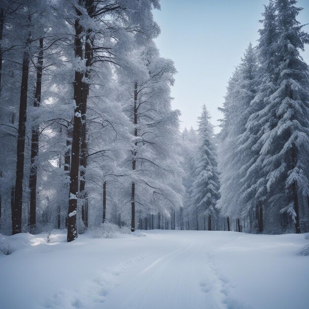 Winter Wonderland Majestic SnowCovered Trees in a Serene Forest