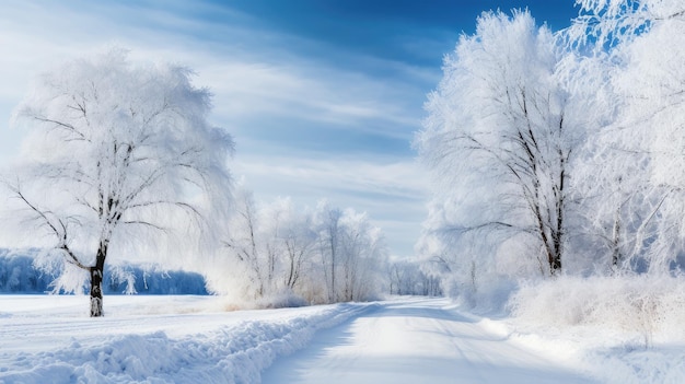 Зимняя дорога чудес живописная заснеженная дорога проходит через нетронутый пейзаж, запечатлевая безмятежную красоту и трудности зимнего путешествия