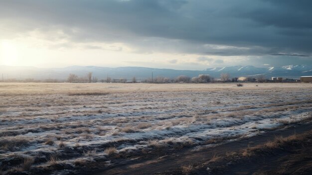 Photo winter wonderland a serene field covered in snow