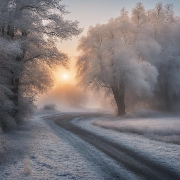 Winter Wonderland A Serene Journey Along the SnowCovered Pathway